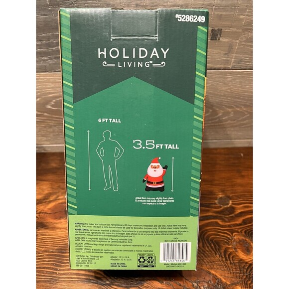 Inflatable Holiday Decor Outdoor 3.5-Ft LED Santa Waving Christmas #5286249 - Picture 3 of 3